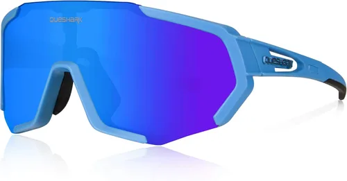 Queshark - Gafas de ciclismo, lentes de sol deportivos para hombres y mujeres, 1 lente polarizada 2 HD, lentes de sol polarizados para ciclismo y