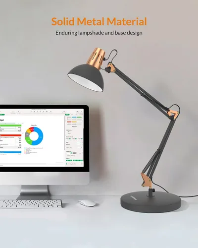 Miniatura 3 de LEPOWER Lámpara de escritorio de metal, ajustable de cuello de ganso lámpara de mesa de arquitecto con interruptor de encendido/apagado, lámpara