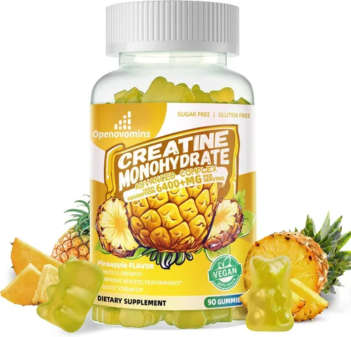 Miniatura 8 de Complejo de gomitas de monohidrato de creatina para hombres y mujeres, fórmula avanzada con L-taurina + vitamina B12, suplemento masticable sin