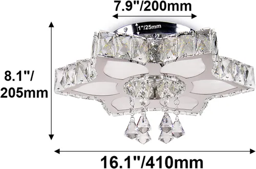 Miniatura 5 de CLAIRDAI Lámpara de Techo de Cristal de 16.1", Lámpara de Araña de Cristal Moderna con Flores, Lámparas de Araña LED Empotradas en el Techo