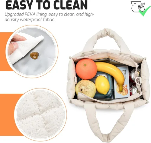Miniatura 6 de NOL Natural Organic Lifestyle Bolsa de almuerzo de nailon para mujer con aislamiento acolchado, bolsa de mano hinchable y aislada para mujer, caja