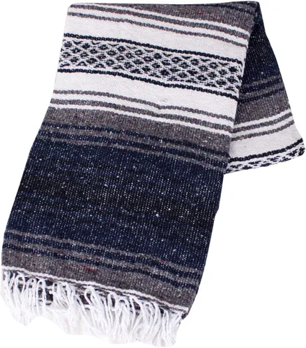 Miniatura 4 de Cobija auténtica mexicana para yoga, Azul