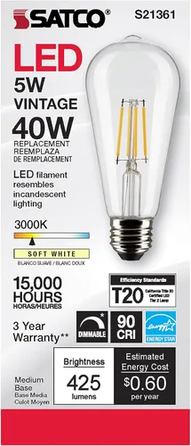 Miniatura 2 de Satco S21361 5ST19/CL/LED/930/E26-Paquete de 6