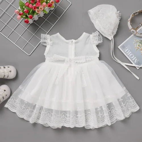 Miniatura 2 de Vestido de otoño de manga larga para niña pequeña, vestido de encaje con flores, boda, primer cumpleaños, bautizo, vestido con sombrero