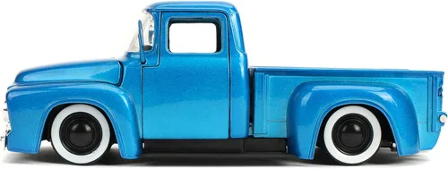 Miniatura 4 de Jada Just Trucks 1:24 1956 Ford F-100 - Coche fundido a presión con rayas azules y blancas con estante para neumáticos, juguetes para niños y adultos