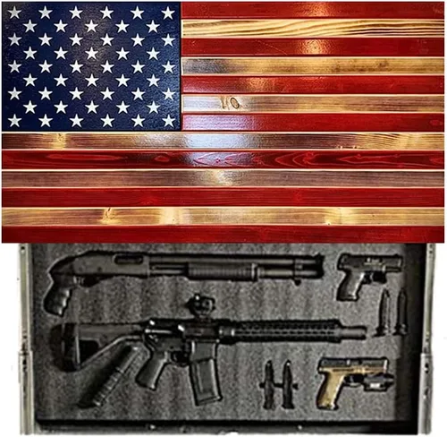 Miniatura 4 de Bandera de ocultación grande – Arte de pared de bandera estadounidense con compartimento de almacenamiento oculto – Caja fuerte secreta