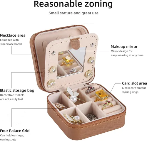 Miniatura 5 de KElofoN Estuche de viaje para joyas Caja de viaje para joyas Organizador de joyas de viaje Pequeño estuche organizador de joyas para niñas y mujeres