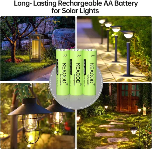 Miniatura 4 de Ni-MH - Baterías solares AA recargables de 1.2 V, precargadas, 1000 mAh, doble A, para luces solares, luces de cadena, luces de sendero