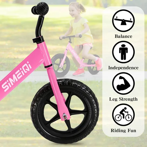 Miniatura 2 de Bicicleta de equilibrio de 12 pulgadas para niños y niñas de 2, 3, 4, 5 años de edad, sin pedal, caminar, equilibrio, entrenamiento, bicicleta Rosa