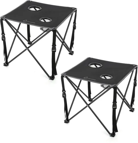 Miniatura 8 de ARROWHEAD OUTDOOR Mesa plegable portátil de 26 pulgadas (26.0 in), 2 portavasos, cuadrado, funda de transporte, marco de acero, lona 600D de alto