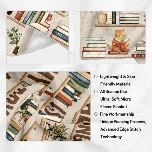 Miniatura 7 de CUJUYO Regalos para Amantes de los Libros para Mujeres y Hombres Manta 50"x40" - Regalos para Bibliotecarios Manta Tipo Throw - Regalos de Club