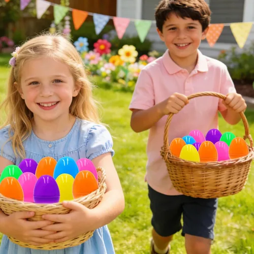 Miniatura 6 de Olixmlya [6 huevos dorados] 100 huevos de Pascua de plástico rellenables de 3 pulgadas, huevos de Pascua vacíos, huevos de plástico coloridos a