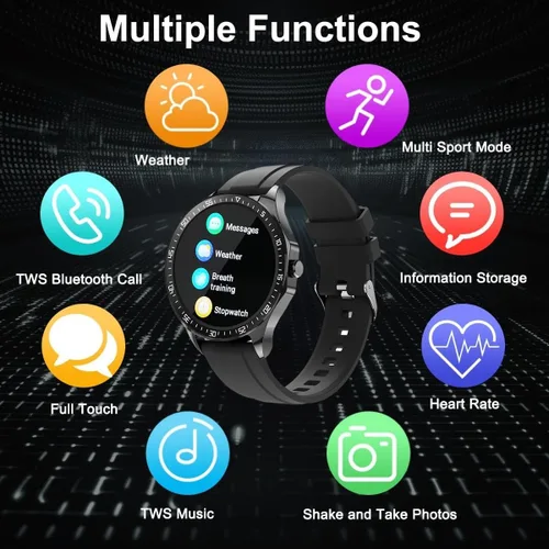 Miniatura 4 de Reloj inteligente con auriculares, 10 reloj de fitness redondo de 1.32 pulgadas, reloj Bluetooth 2 en 1 con paso, calorías, monitor de sueño