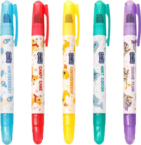 Miniatura 5 de Holiday Smelly Gellies – Palitos de colores en gel con purpurina patentada, crayones y resaltadores – 5 unidades – Regalos para niños, relleno