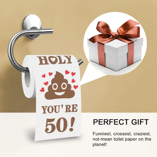 Miniatura 4 de Papel higiénico de 50 cumpleaños para hombres y mujeres, divertido regalo de broma de 50 cumpleaños, papel higiénico novedoso, regalo