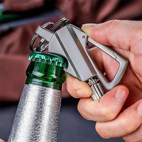 Miniatura 5 de Paquete de 2 encendedores permanentes con llavero multiherramienta, abrebotellas, reutilizable, impermeable, para supervivencia al aire libre