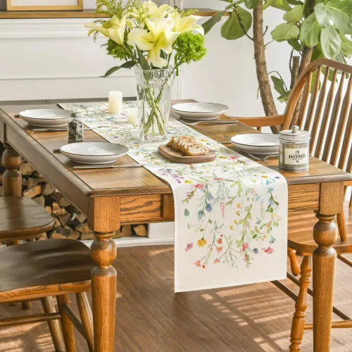 Miniatura 4 de Artoid Mode Camino de mesa de primavera con flores silvestres, decoración de mesa de comedor de cocina floral de verano de temporada para decoración