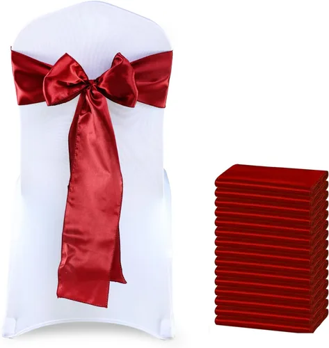 Miniatura 11 de MDS Bandas de Satén para Sillas, Paquete de 50, 7"x108" Cada Una, Lazos Decorativos de Cinta para Respaldos de Sillas para Fiestas de Navidad, Cena