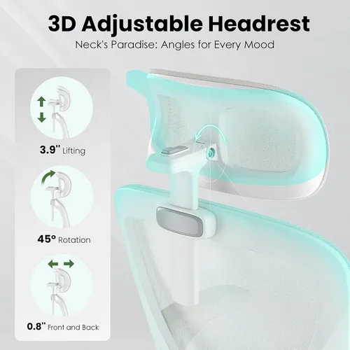 Miniatura 6 de Silla de oficina ergonómica blanca y silla de escritorio de respaldo alto con soporte lumbar ajustable, cómodas sillas de juegos de computadora