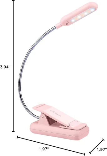 Miniatura 7 de VAVOFO Luz de libro recargable, bloqueo de luz azul, luz de lectura ámbar de 1600 K, luz de lectura con clip de 1600 K, cuidado de los ojos, 7 LED