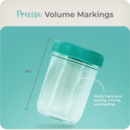 Miniatura 4 de Mason Bottle Tarros de almacenamiento de leche materna de 8 onzas (paquete de 12) – Recipientes de vidrio reutilizables para alimentos para bebés