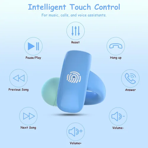 Miniatura 7 de BANIGIPA Auriculares Inalámbricos Verdaderos para Niños, Audífonos Bluetooth 5.4 de Oído Abierto para Niños, Niñas y Adolescentes, Ligeros y Azul