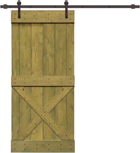 Miniatura 10 de TMS Mini puerta corrediza interior de madera de pino nudosa maciza teñida con kit de herrajes deslizantes (84 x 36 pulgadas, nogal)