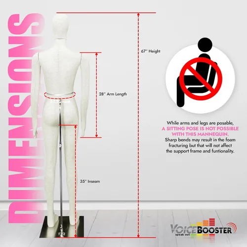 Miniatura 3 de Maniquí femenino, flexible y flexible de tamaño completo, suave, beige, por TK Products, ideal para disfraces