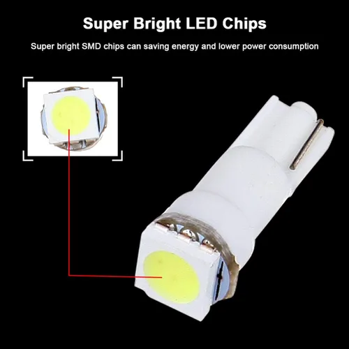 Miniatura 4 de cciyu 20 unidades Xenon blanco auto T5 cuña 17 37 70 5050 1SMD conjunto de paneles LED, lámpara Dash, focos con tomas torcidas.