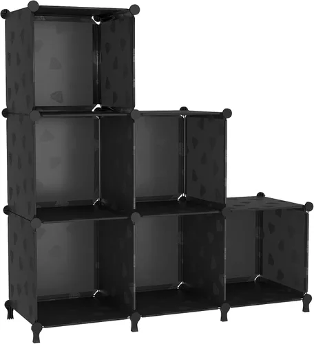 UNKU Organizador de almacenamiento de cubos, 6 cubos organizadores de armario, estantes de almacenamiento, estantería apilable para bricolaje, Negro