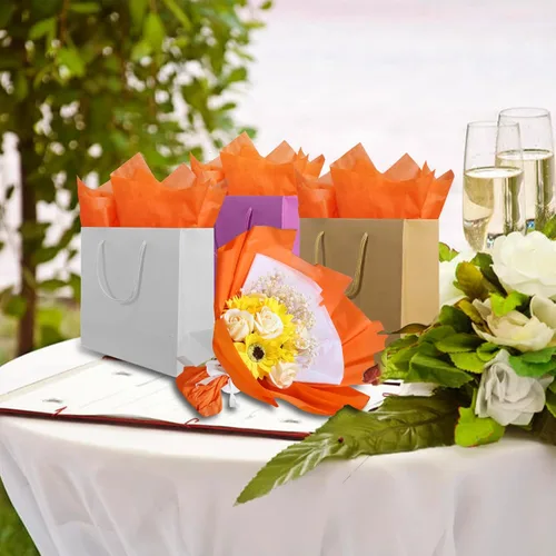 Miniatura 2 de Undemouc 100 hojas de papel de seda naranja de 20 x 14 pulgadas, papel de seda a granel para envolver bolsas, para manualidades, cumpleaños, bodas