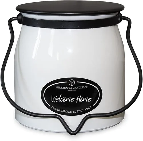 Miniatura 54 de Milkhouse Candle Company Vela de soja de manzana y caramelo, rodajas de manzana, canela, perfumada a vainilla dulce, tarro de mantequilla de 16