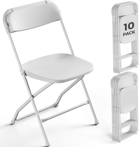 Miniatura 19 de Paquete de 2 sillas plegables de plástico negro, sillas plegables portátiles para exteriores con marco de acero, capacidad de 350 libras, sillas