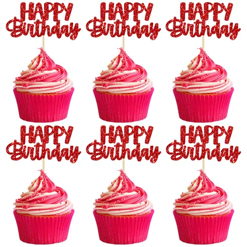 Miniatura 15 de Gyufise 24 piezas Adornos para pastel de cumpleaños con púas brillantes para magdalenas, para celebrar la decoración de pastel de fiesta temática