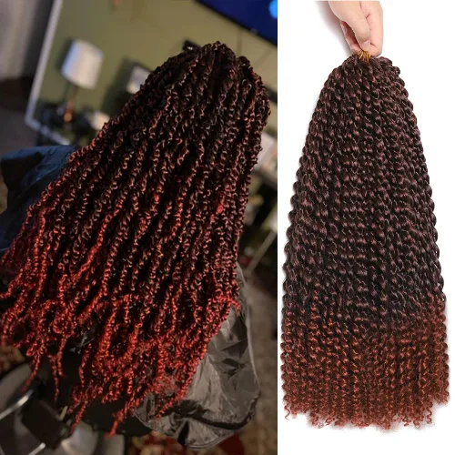Miniatura 26 de Cabello Passion Twist de 18 pulgadas, 1 paquete de cabello Passion Twist de ganchillo, cabello de ganchillo Water Wave (18 pulgadas (paquete de 1)