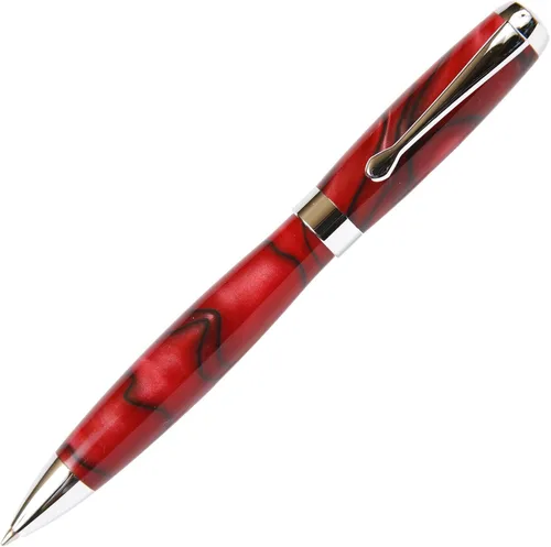 Miniatura 6 de Lanier Tuscany - Bolígrafo con cuerpo brillante marmoleado negro y perla con detalles cromados, acción de giro y recambio de estilo Parker de 0.028