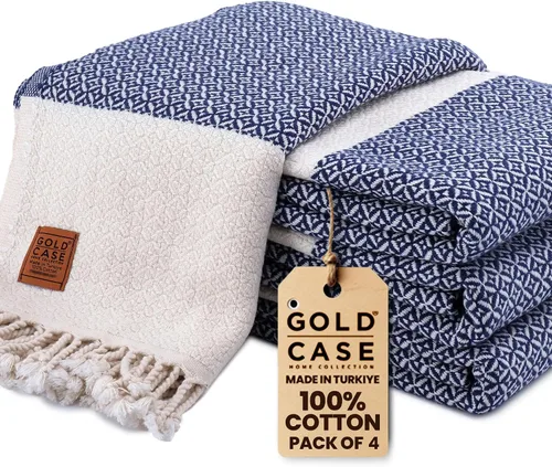 Miniatura 47 de Gold CASE - Juego de 4 Toallas de Mano Turcas para Baño, 20 x 40 pulgadas, Toallas de Baño 100% Algodón, Toalla Pequeña de Cocina Aphrodite
