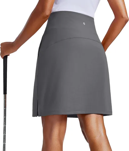 Miniatura 8 de PINSPARK Falda pantalón de 20 pulgadas para mujer, longitud a la rodilla, UPF 50+, faldas de golf con 3 bolsillos, cintura alta, falda pantalón