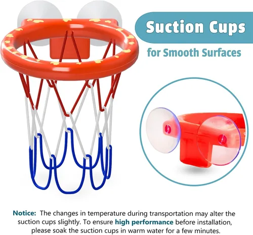 Miniatura 2 de MARPPY Juguetes de baño: aro de baloncesto para bañera para niños pequeños y niños, juguete de ducha sin moho con 4 bolas sin agujeros, divertidos