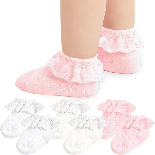 Calcetines de encaje para bebé niña, con volantes, lindo vestido de princesa para recién nacido, 0-33-66-1212-24 meses, paquete de 56
