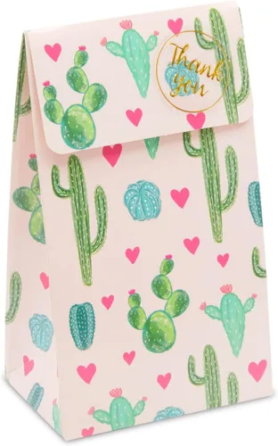 Miniatura 7 de Bolsas de regalo de cactus para fiesta de cumpleaños (rosa, paquete de 24)