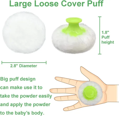 Miniatura 6 de Caja de soplo de polvo de bebé sin BPA, grande de 2.8 pulgadas, estuche de polvo esponjoso para después del baño, contenedor de polvo