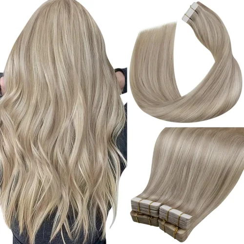 Miniatura 35 de LaaVoo - Extensiones de cabello humano Remy adhesivas con cinta invisible, cabello negro natural, extensiones de cabello para mujeres de color, 20
