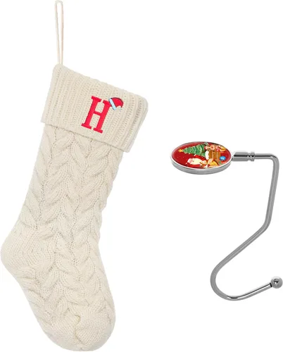 Miniatura 26 de Botas de Navidad personalizadas, iniciales personalizadas, 18 pulgadas, botas de Navidad tejidas con letras para colgar en la chimenea, botas de Rojo