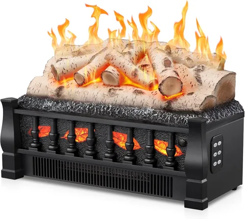 Miniatura 8 de Xbeauty Juego de troncos de chimenea eléctrica con temporizador de 8 horas y efectos de sonido, calentador independiente de 21 pulgadas, control