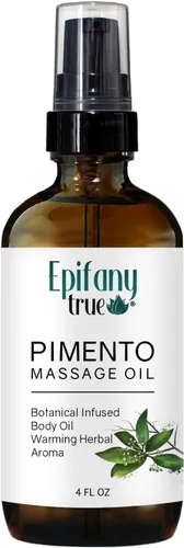 Aceite de masaje de pimiento natural de 4 onzas | Aceite corporal con infusión botánica | Aroma herbario cálido | Aceite de oliva y aceite de ricino