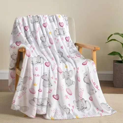 Miniatura 3 de Manta de elefante con globos, manta de franela súper suave y ligera para niños, adultos, adecuada para sofá, cama, campamento, viajes, todas