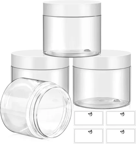 Miniatura 18 de TUZAZO Paquete de 4 tarros de plástico de 1 onza con tapas blancas, recipientes de plástico pequeños de 1 onza con tapas para productos de belleza