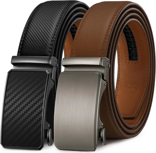 Miniatura 12 de Zitahli Cinturón para hombre, paquete de 2 unidades, diseño de cinturón de cuero para trabajo, negocios y pantalones de golf casuales, accesorios
