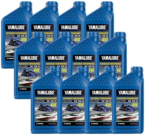 Yamaha Yamalube 10W-40 Mineral 4W WaterCraft Aceite de motor de alto rendimiento, 12 cuartos de galón, #LUB-10W40-WV-12